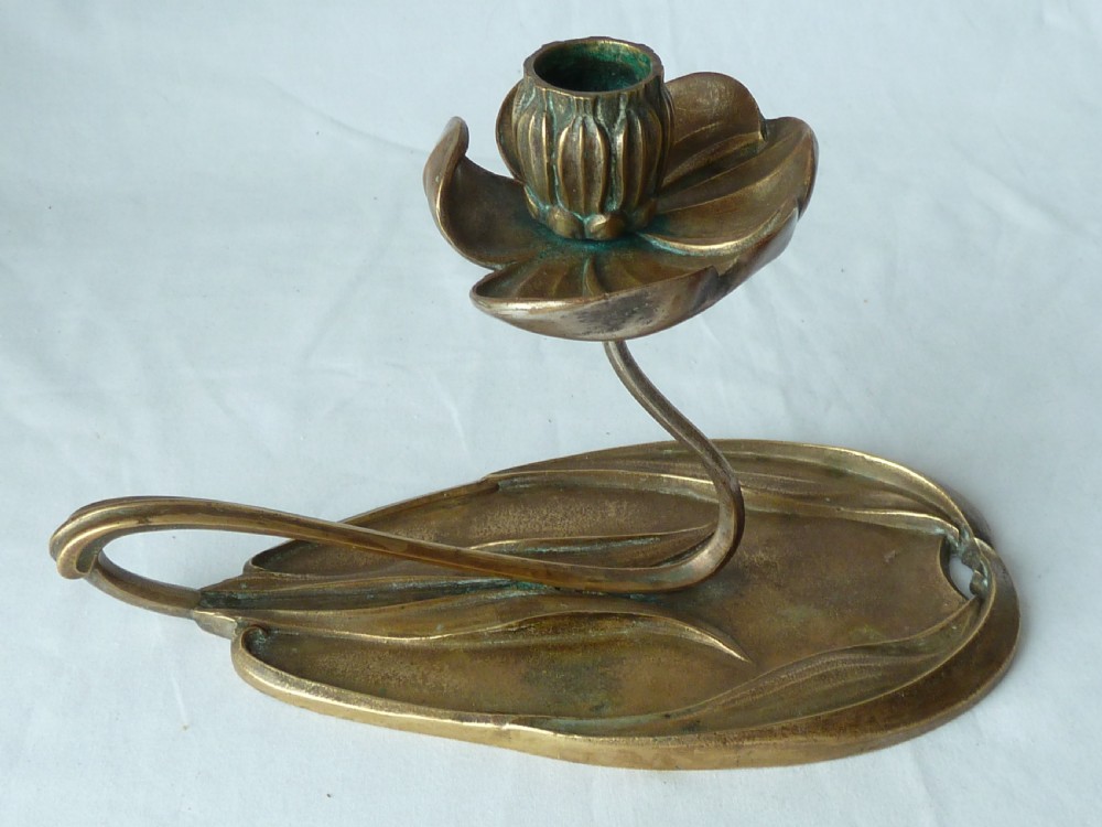 Georges De Feure Art Nouveau Chamberstick Silvered Bronze French Candlestick View II