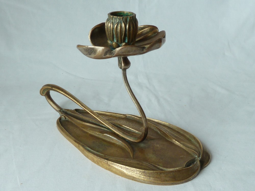 Georges De Feure Art Nouveau Chamberstick Silvered Bronze French Candlestick View III