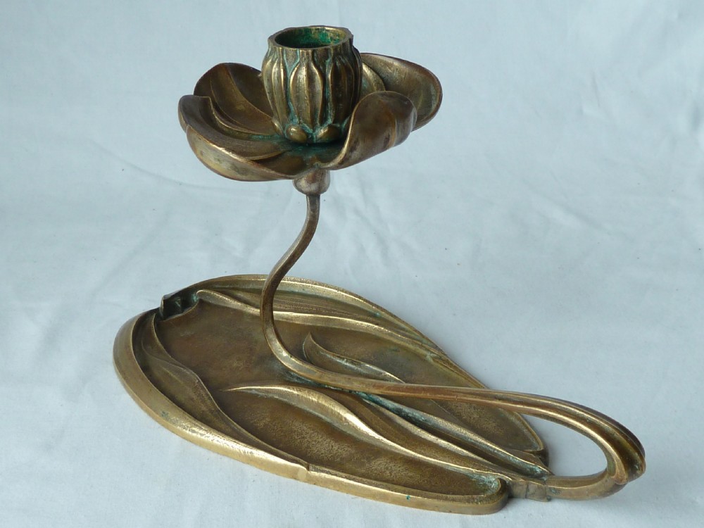 Georges De Feure Art Nouveau Chamberstick Silvered Bronze French Candlestick View IV