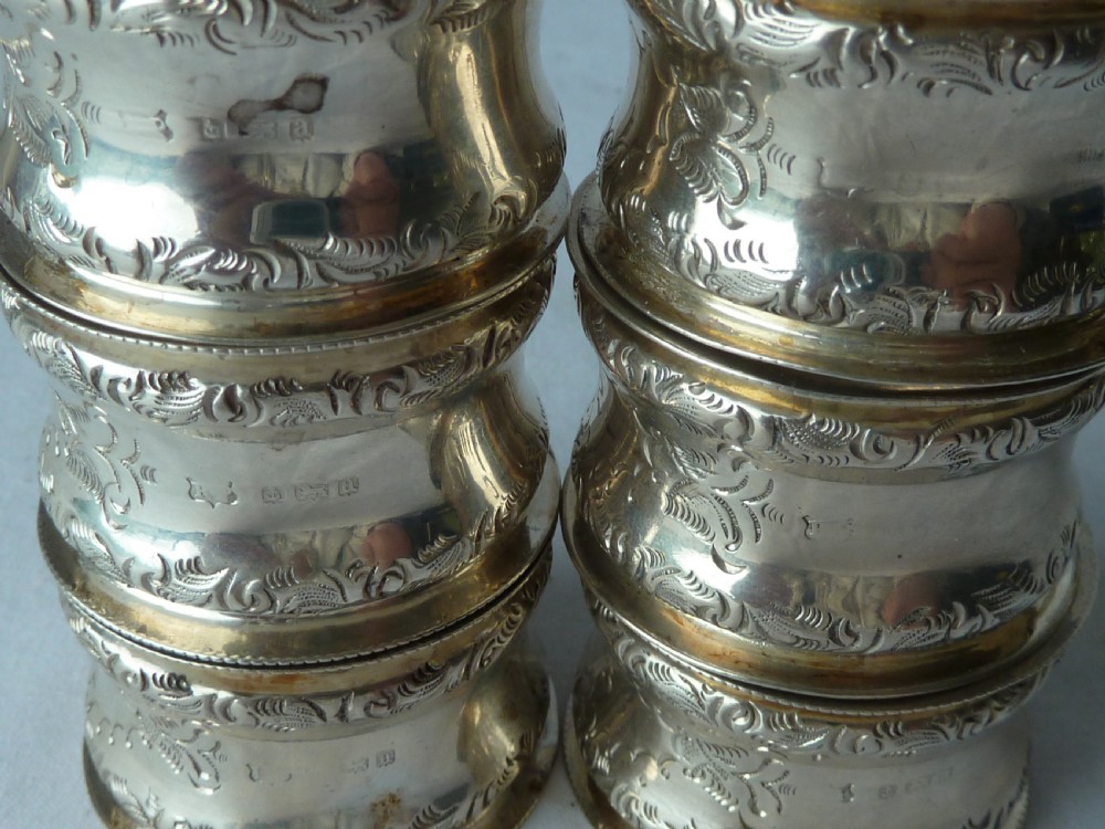 Victorian Boxed Set Six Numbered Sterling Silver Napkin Rings Hallmarked 1900 View VI