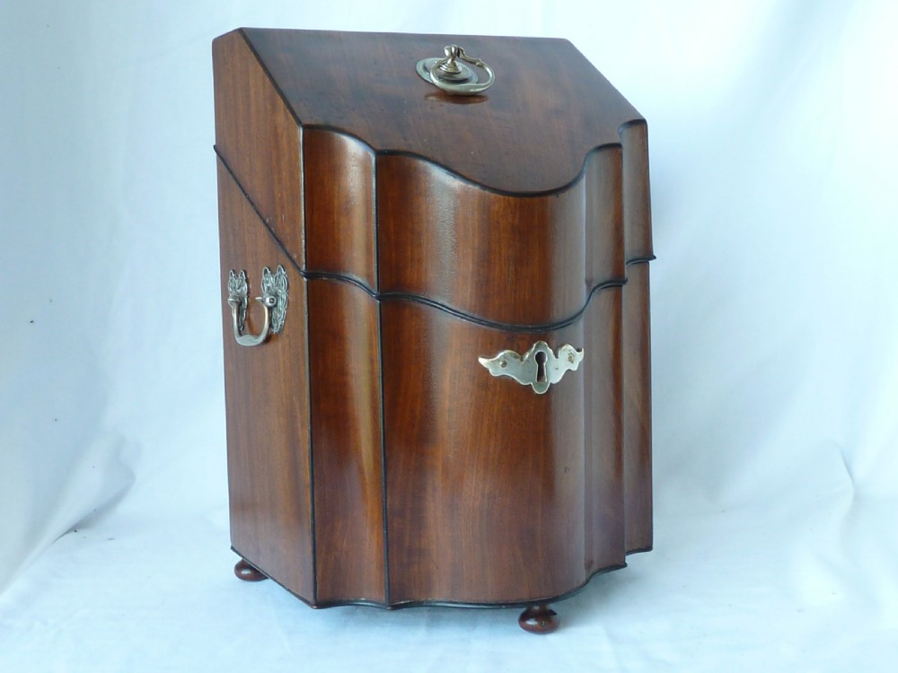 Georgian Mahogany Cutlery Knife Box Serpentine Wooden