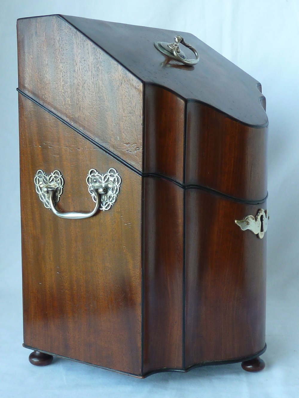 Georgian Mahogany Cutlery Knife Box Serpentine Wooden View V