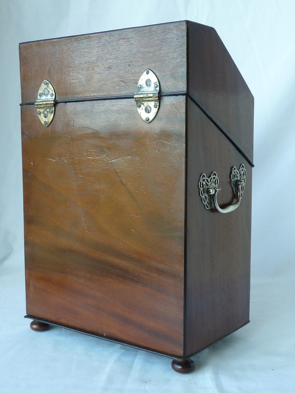 Georgian Mahogany Cutlery Knife Box Serpentine Wooden View VII