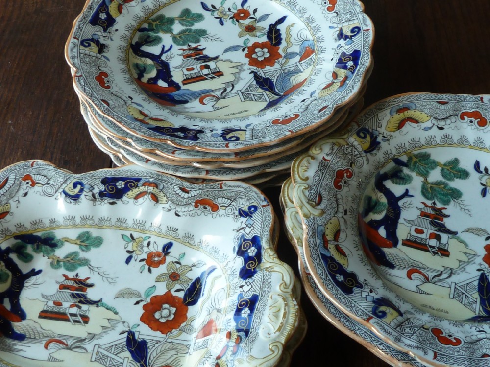 Masons Patent Ironstone China Desert Service Plates Dishes Shapes Pottery View VIII
