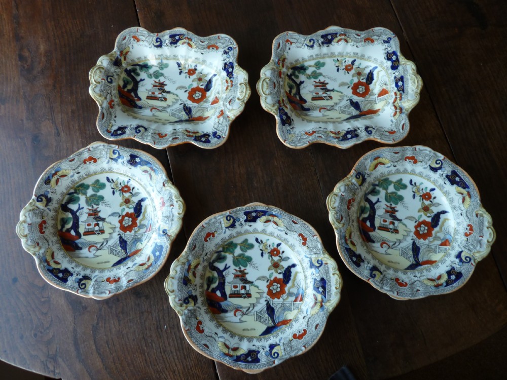 Masons Patent Ironstone China Desert Service Plates Dishes Shapes Pottery View X