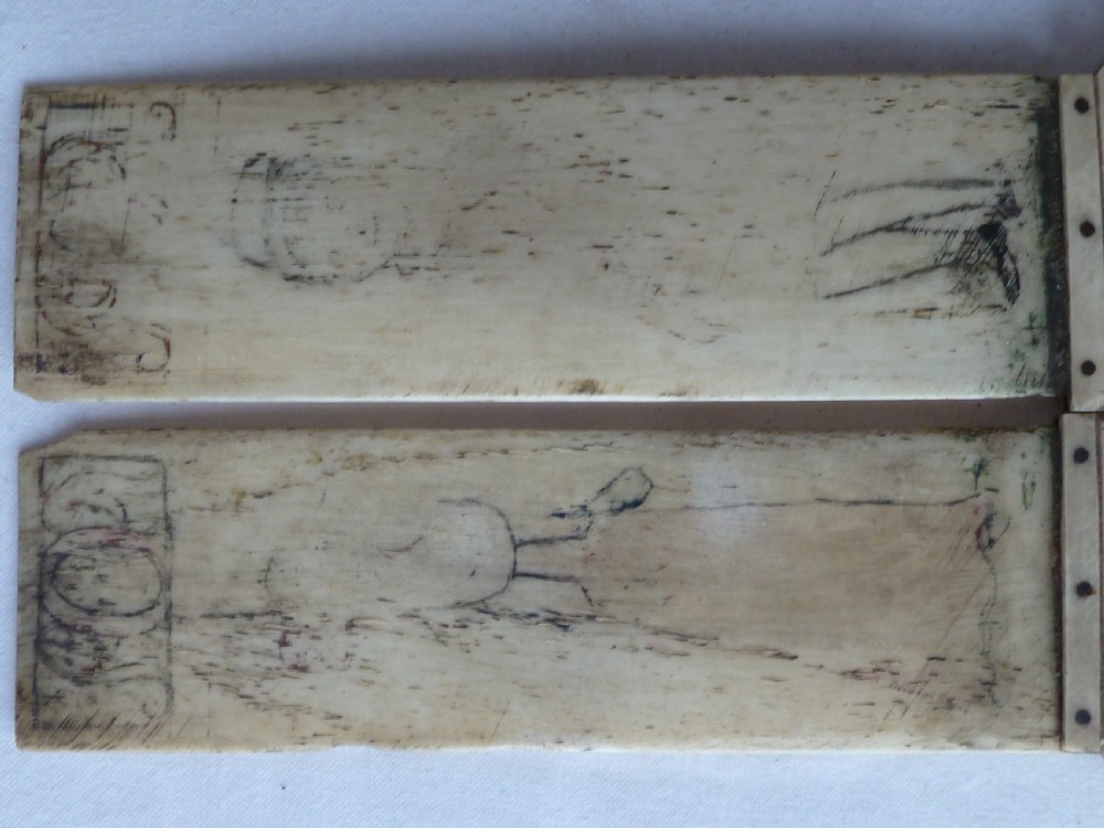 Napoleonic French Prisoner of War Carved Bone Domed Box Dominos Crib Double Nine POW View VI