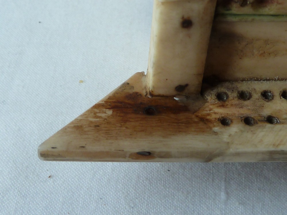 Napoleonic French Prisoner of War Carved Bone Domed Box Dominos Crib Double Nine POW View IX