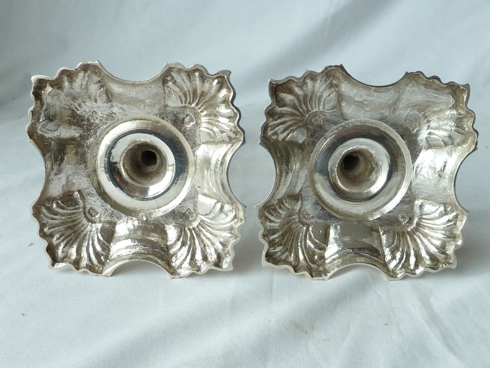 Pair John Café 1752 Georgian Cast Silver Candlesticks View IV