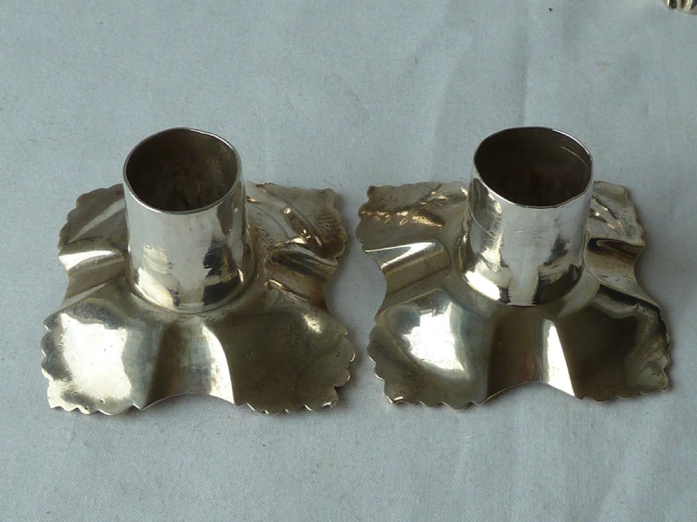 Pair John Café 1752 Georgian Cast Silver Candlesticks View IX
