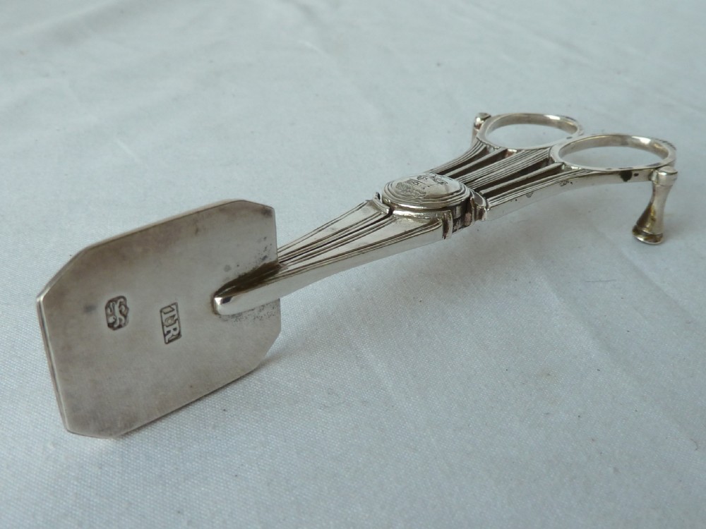 English Silver Candle Snuffers Doubter Hallmarked Crest Georgian View II