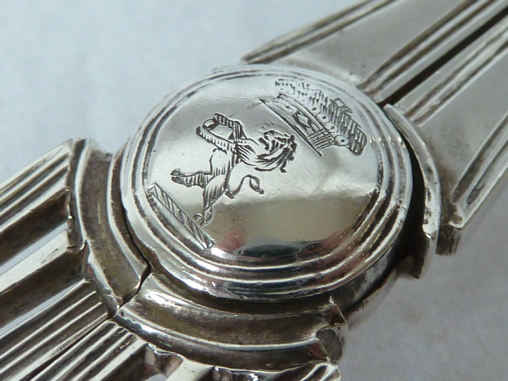 English Silver Candle Snuffers Doubter Hallmarked Crest Georgian View IV