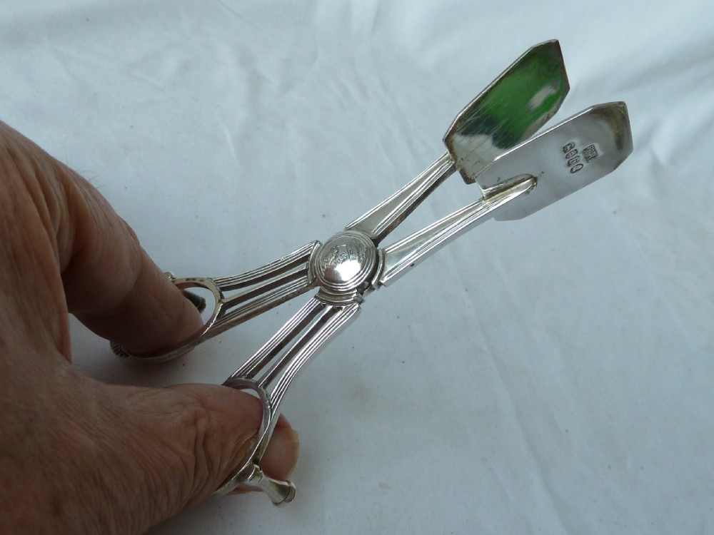 English Silver Candle Snuffers Doubter Hallmarked Crest Georgian View VI