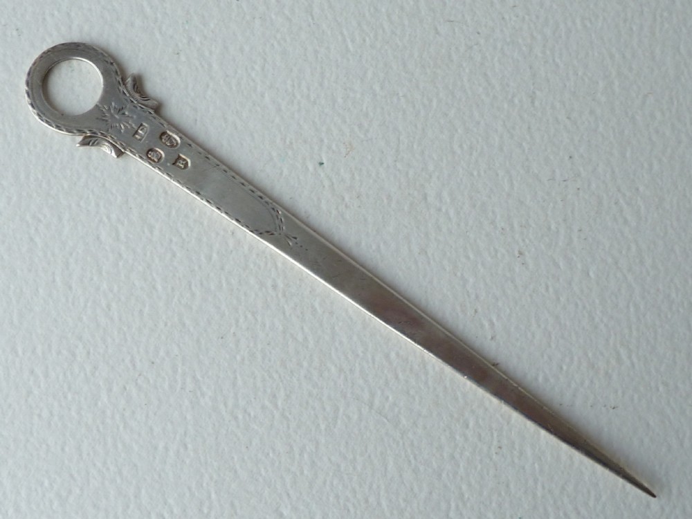 Irish Georgian Silver Skewer Dublin 1789 Bright Cut Letter Opener
