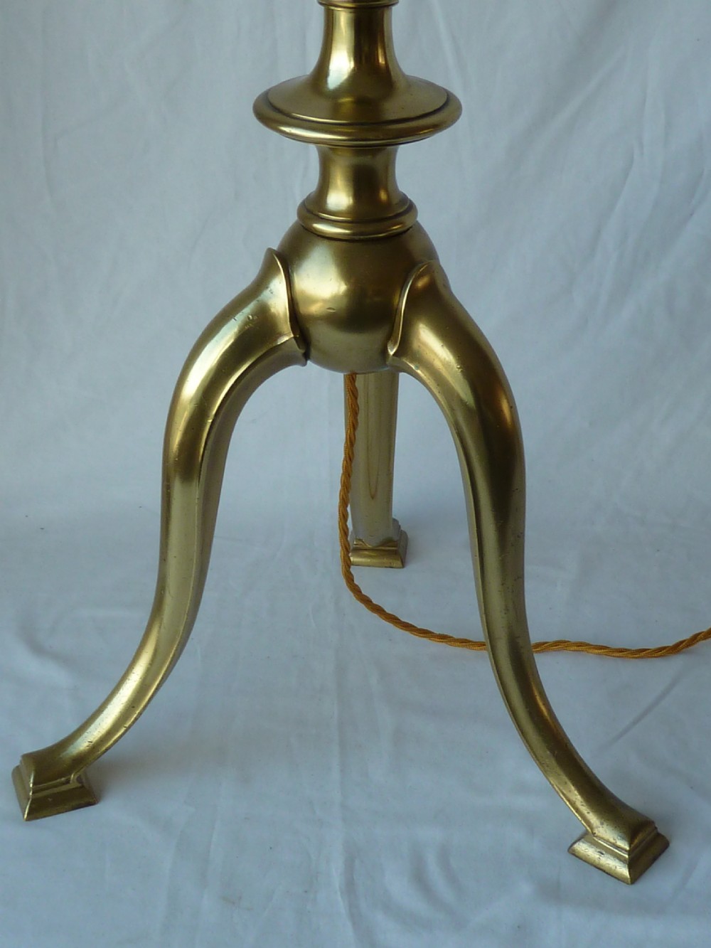 Heavy Cast Brass Tripod Base Standard Floor Lamp Rise and Fall View III
