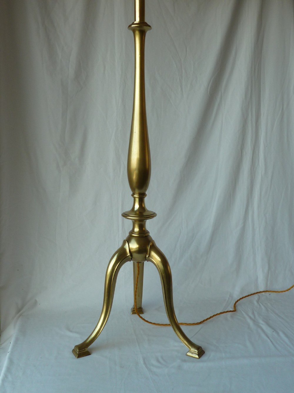 Heavy Cast Brass Tripod Base Standard Floor Lamp Rise and Fall View IV