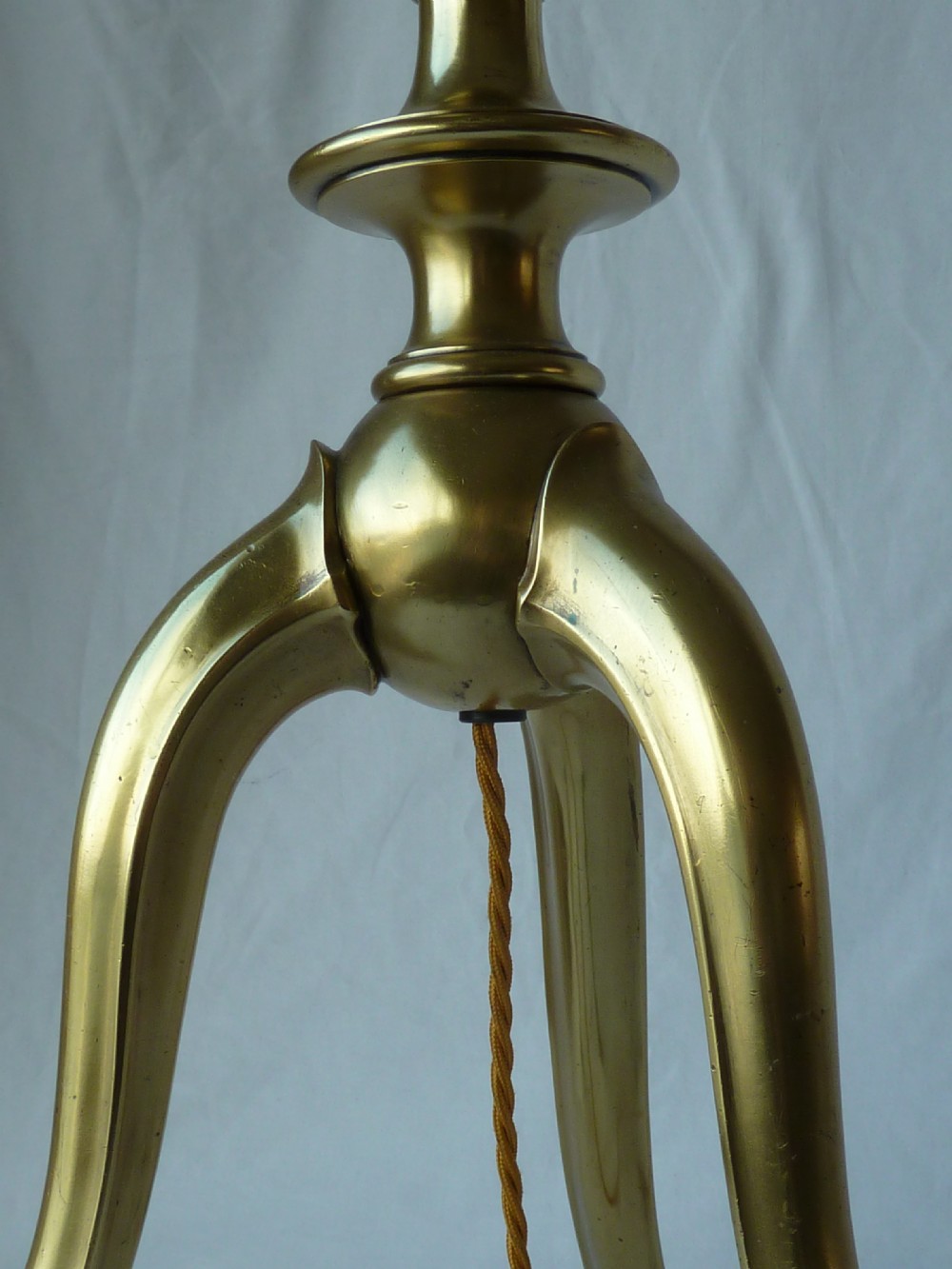 Heavy Cast Brass Tripod Base Standard Floor Lamp Rise and Fall View V