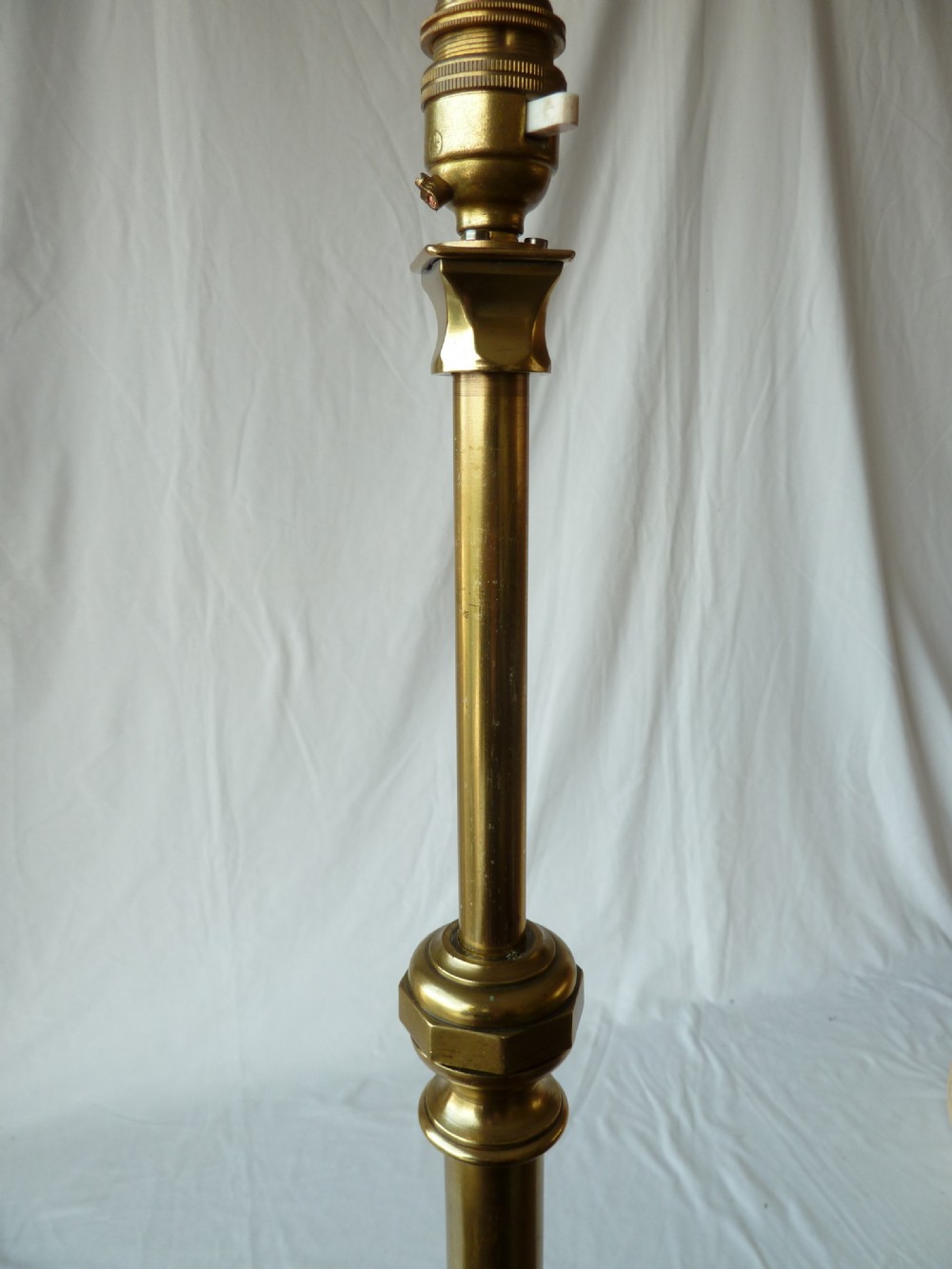 Heavy Cast Brass Tripod Base Standard Floor Lamp Rise and Fall View VI