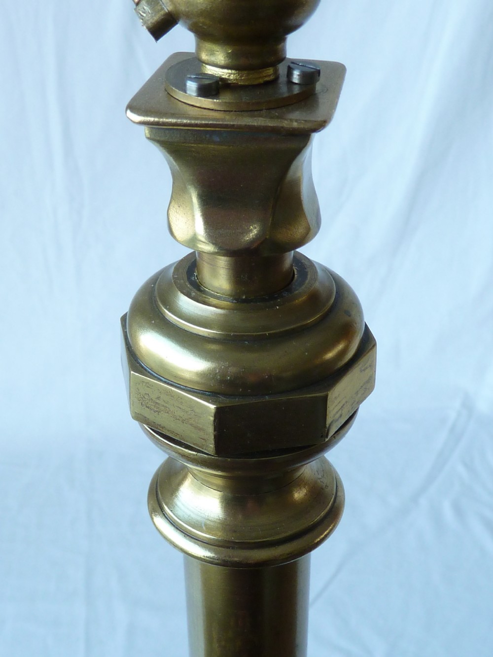 Heavy Cast Brass Tripod Base Standard Floor Lamp Rise and Fall View VII