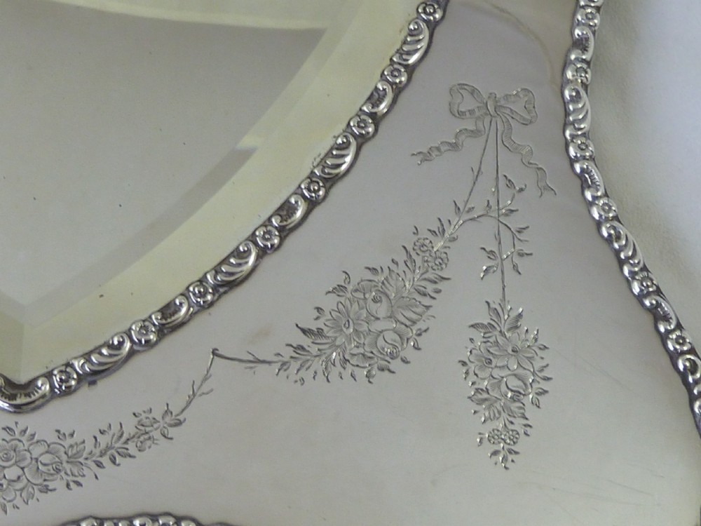 Edwardian Silver Heart Shape Easel Mirror Dressing Table Hallmarked 1904  View IV