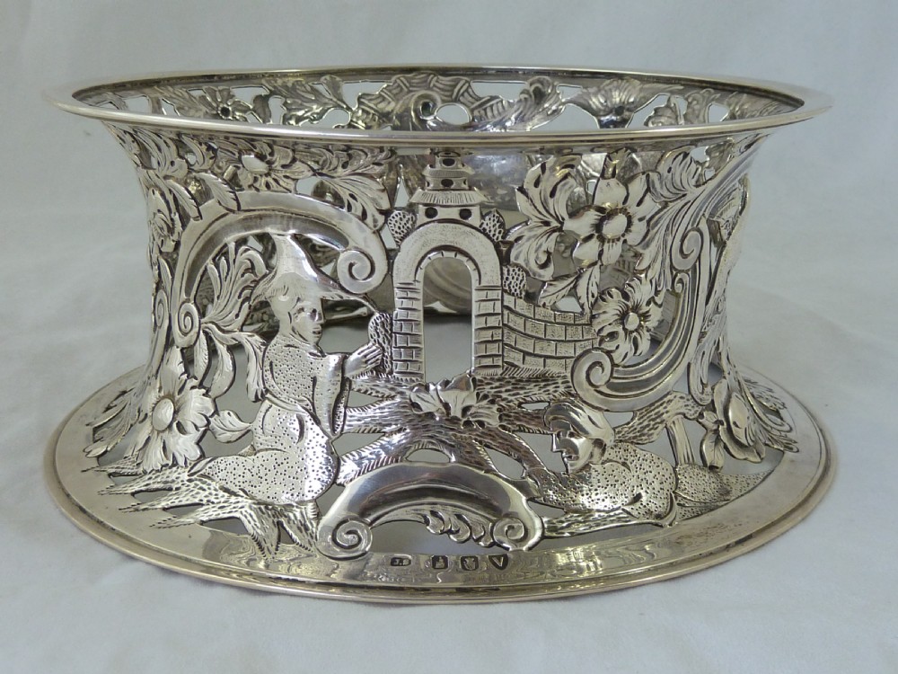 1891 Irish Silver Potato Dish Ring Chinoiserie Dublin James Smyth Victorian