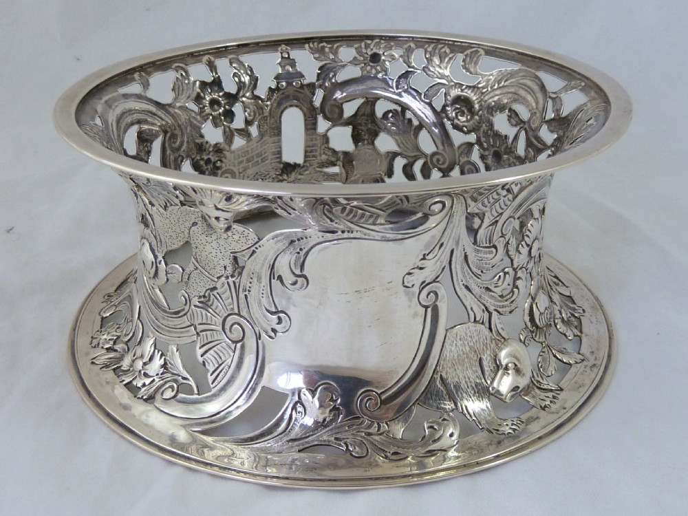 1891 Irish Silver Potato Dish Ring Chinoiserie Dublin James Smyth Victorian View III