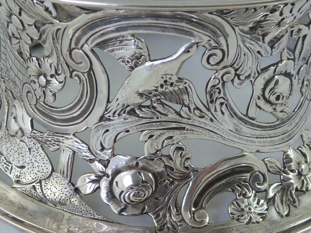 1891 Irish Silver Potato Dish Ring Chinoiserie Dublin James Smyth Victorian View V