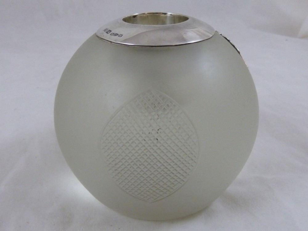 1891 Silver Glass Vesta Match Holder Striker Globe Ball Pot Hallmarked Large Victorian  View III