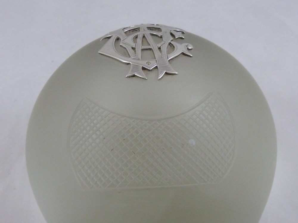 1891 Silver Glass Vesta Match Holder Striker Globe Ball Pot Hallmarked Large Victorian  View V