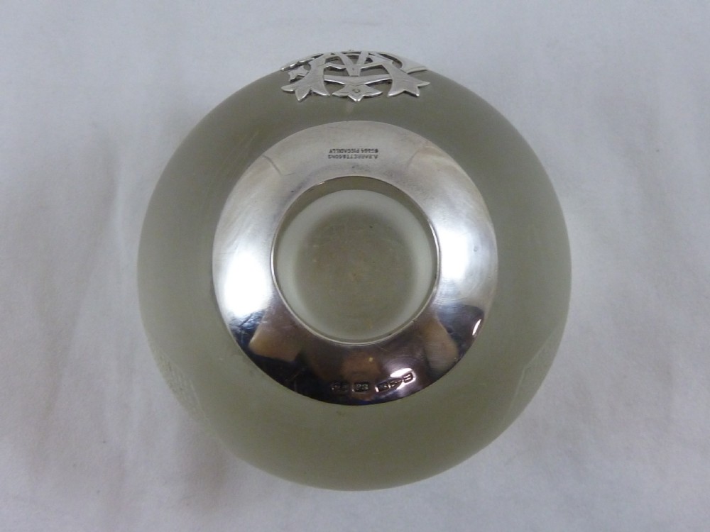 1891 Silver Glass Vesta Match Holder Striker Globe Ball Pot Hallmarked Large Victorian  View IX