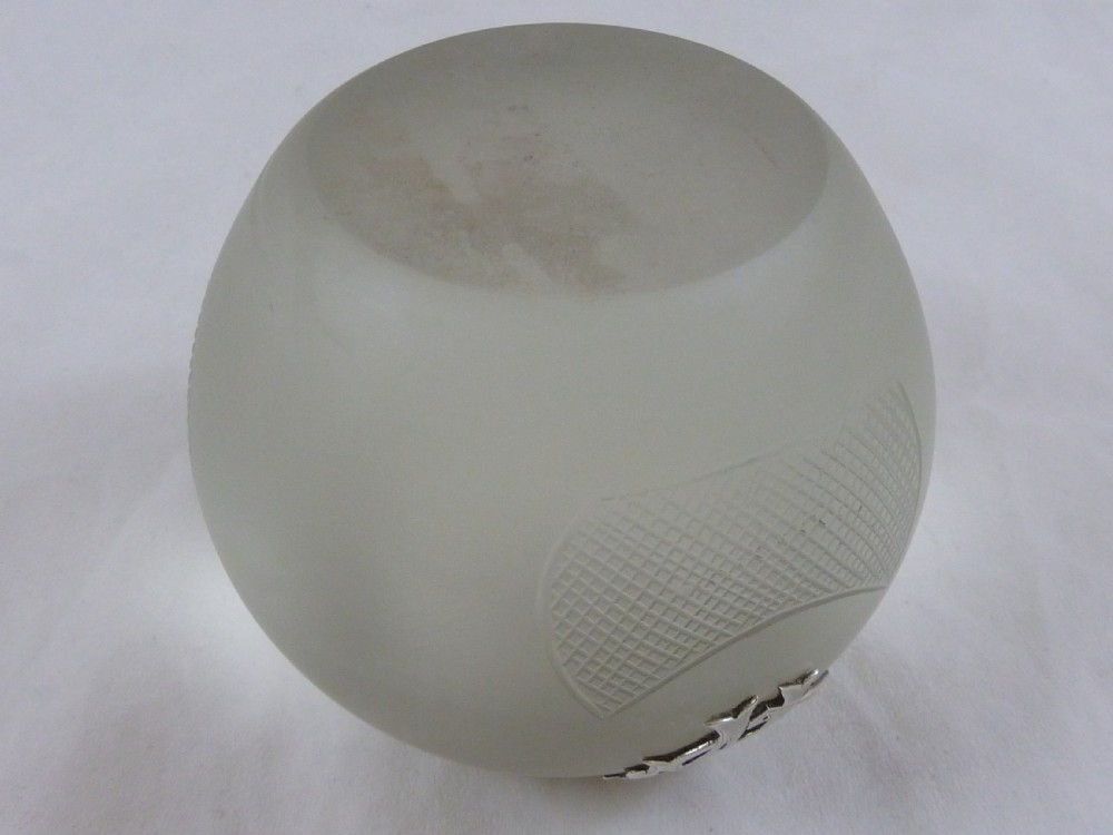 1891 Silver Glass Vesta Match Holder Striker Globe Ball Pot Hallmarked Large Victorian  View X