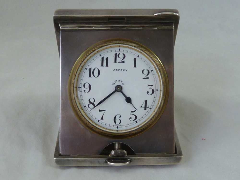 Art Deco Hallmarked Silver Asprey Travel Clock View II