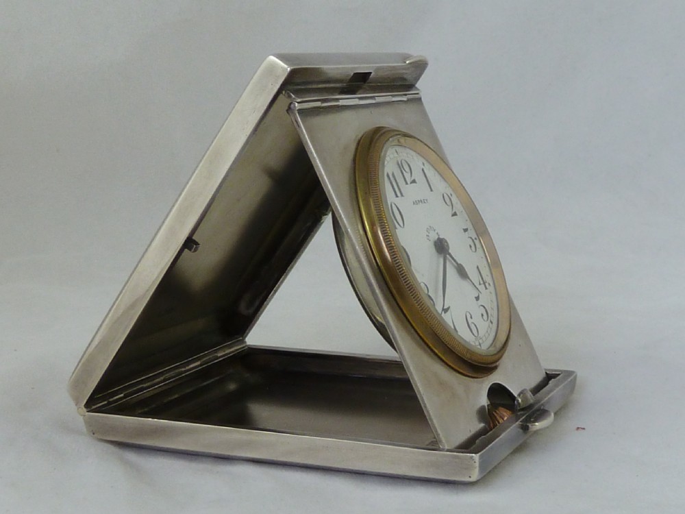 Art Deco Hallmarked Silver Asprey Travel Clock View III
