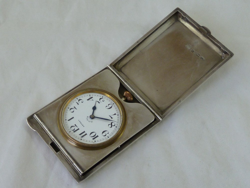 Art Deco Hallmarked Silver Asprey Travel Clock View V