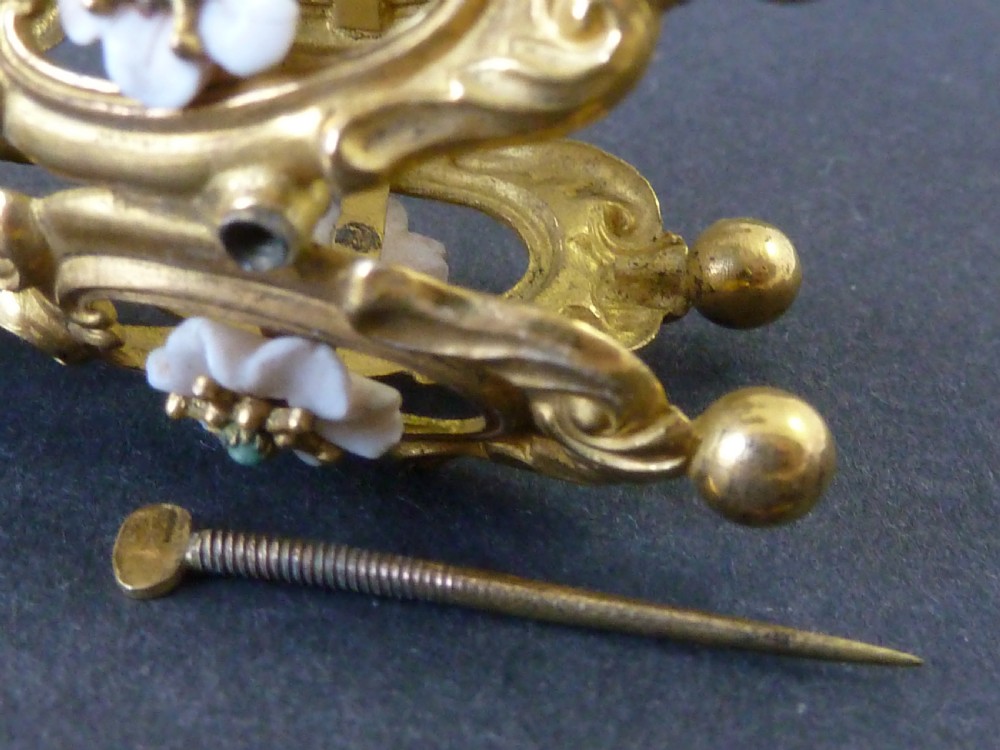 French Gilt Brass Flower Head MOP Tussie Mussie Posy Holder View VII