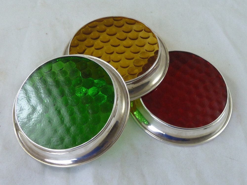 Car Motoring Traffic Light Silver Coasters Dishes Hallmarked Sterling View III