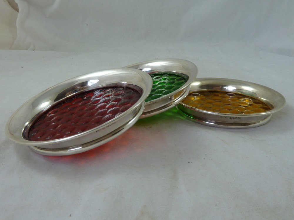 Car Motoring Traffic Light Silver Coasters Dishes Hallmarked Sterling View IV