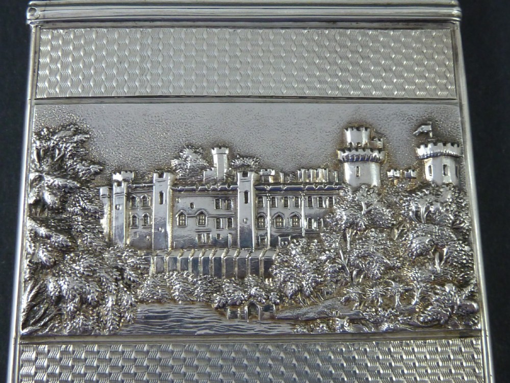 Nathaniel Mills 1839 Castle Top Visiting Card Case Sterling Silver Hallmarked Victorian Burrell  View IV