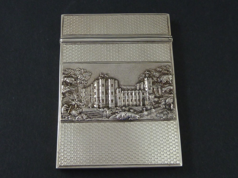 Nathaniel Mills 1839 Castle Top Visiting Card Case Sterling Silver Hallmarked Victorian Burrell  View V