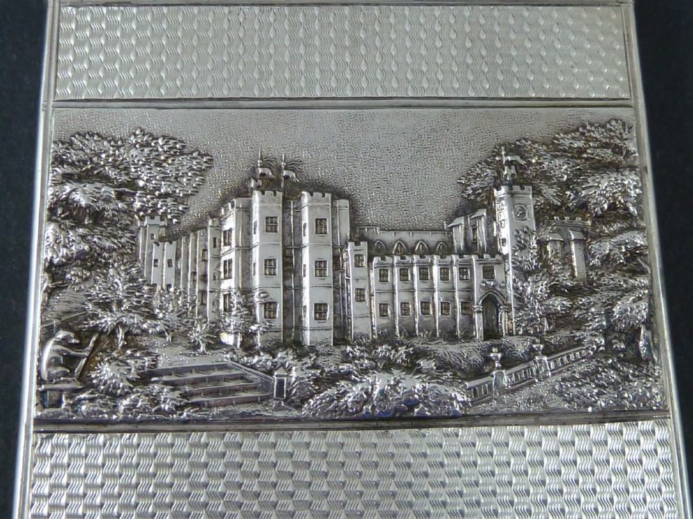 Nathaniel Mills 1839 Castle Top Visiting Card Case Sterling Silver Hallmarked Victorian Burrell  View VI