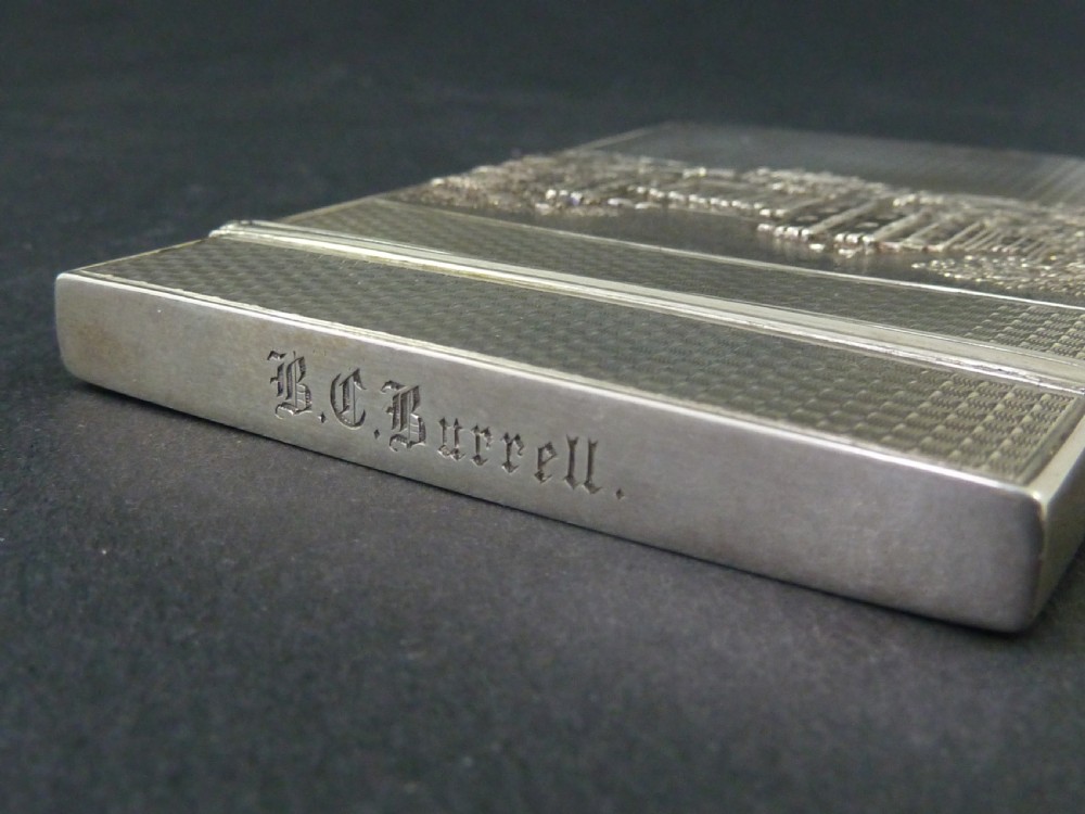 Nathaniel Mills 1839 Castle Top Visiting Card Case Sterling Silver Hallmarked Victorian Burrell  View VII