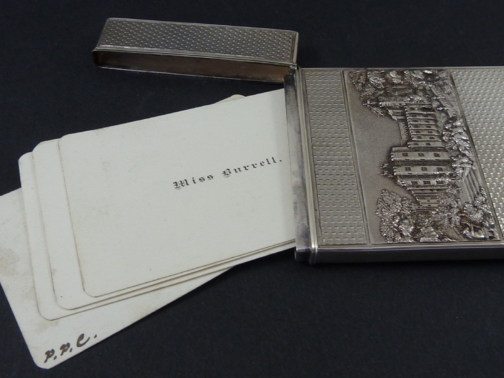 Nathaniel Mills 1839 Castle Top Visiting Card Case Sterling Silver Hallmarked Victorian Burrell  View X