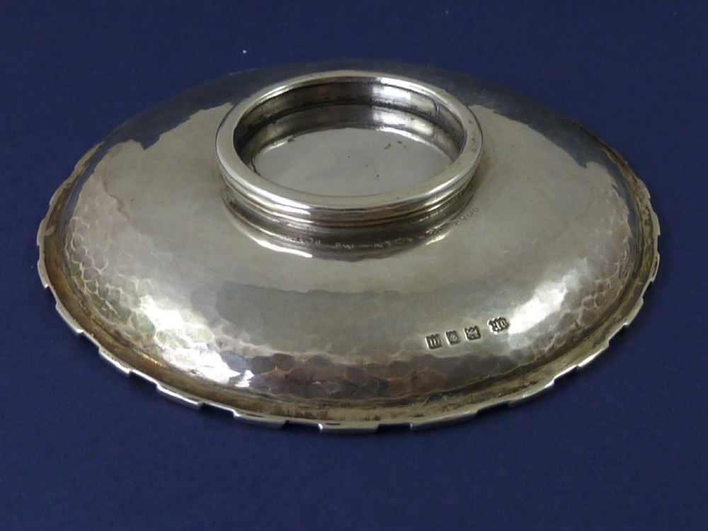 Omar Ramsden 1927 Hallmarked Silver Tudor Rose Dish Enamel Arts & Crafts View V