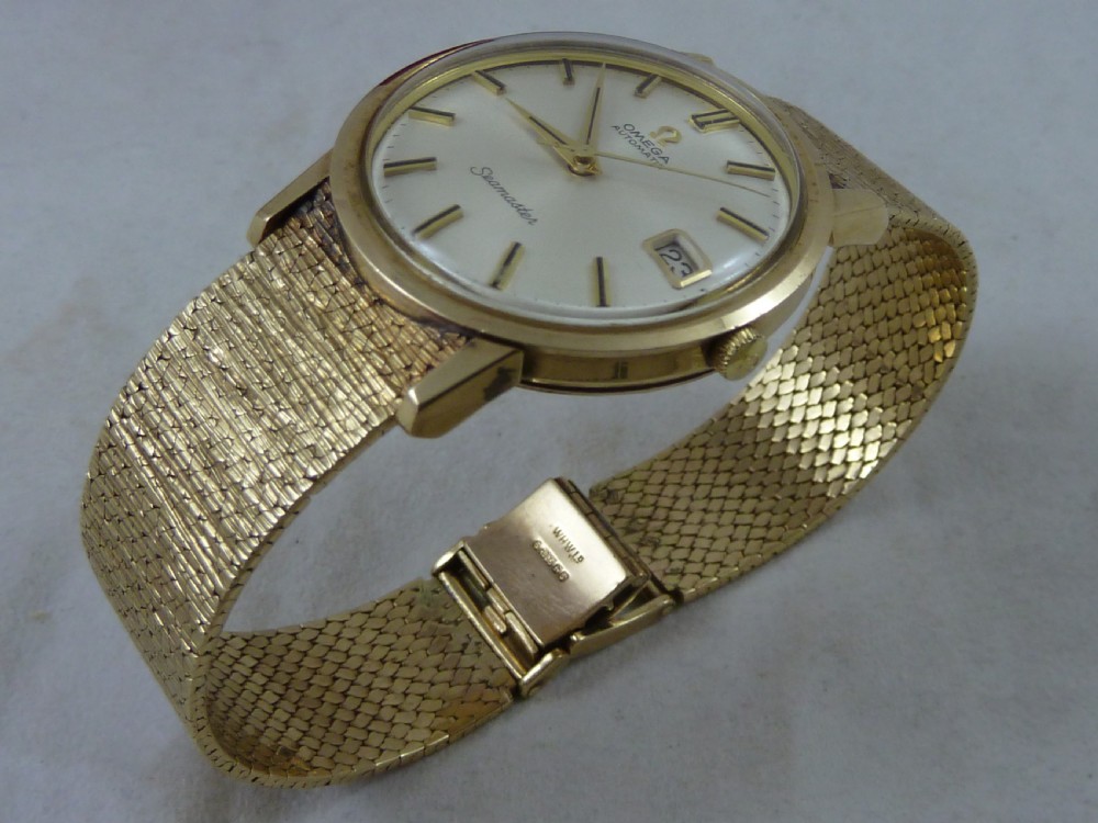 Omega Seamaster Automatic 9ct Gold Bark Bracelet Watch Cal. 562 1967 Boxed View VI