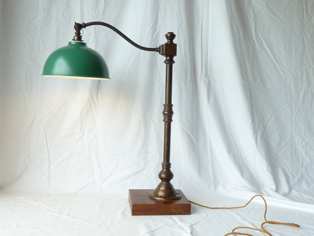 Large Brass Pillar Swan Neck Table Lamp Desk Column