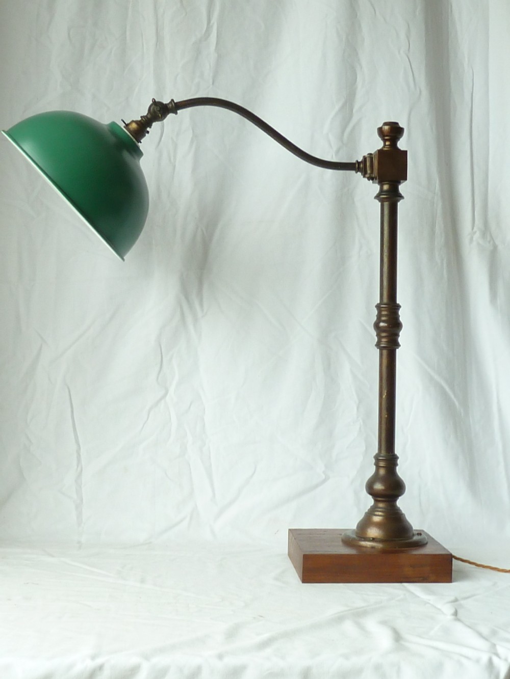 Large Brass Pillar Swan Neck Table Lamp Desk Column View II