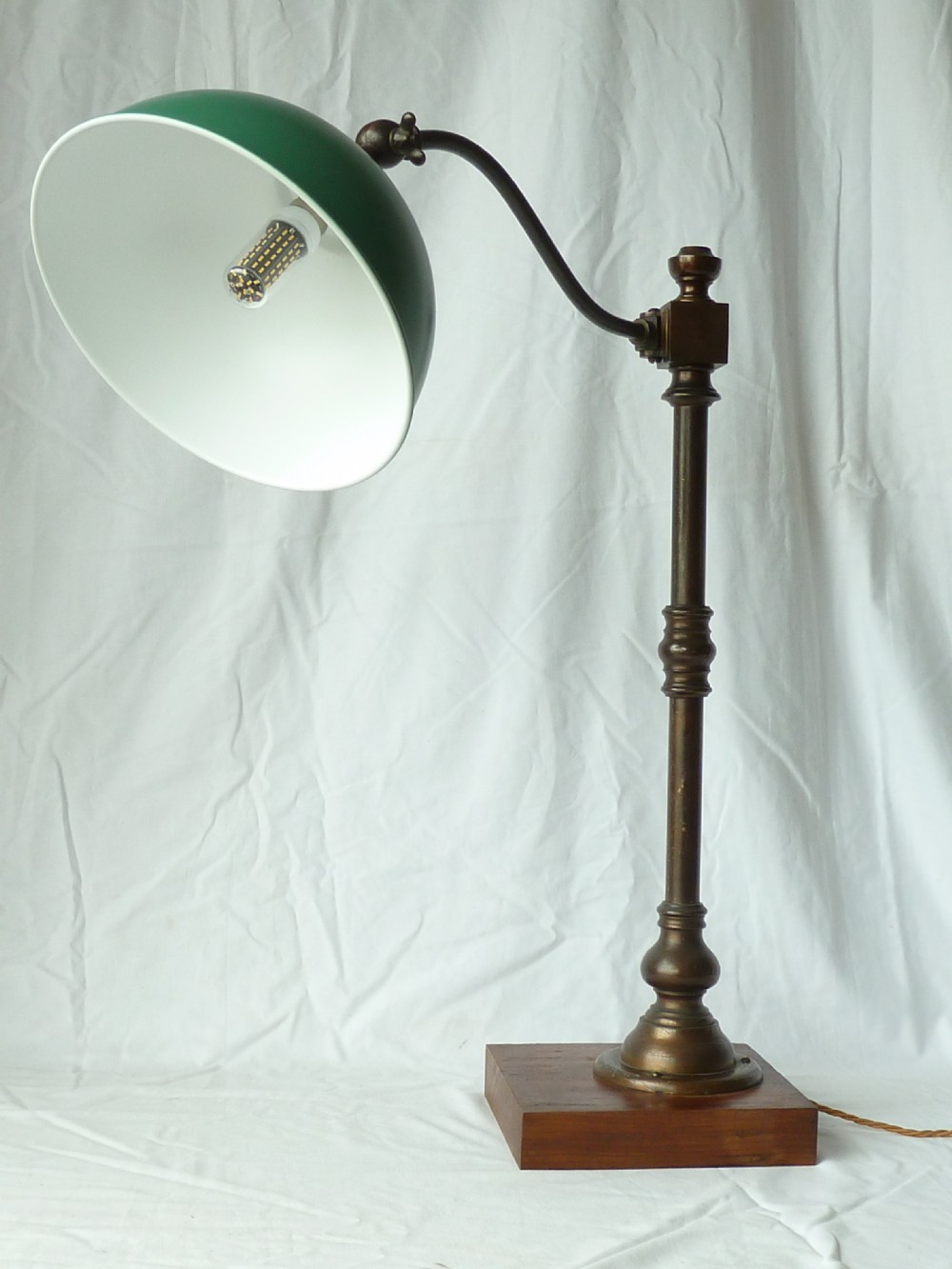 Large Brass Pillar Swan Neck Table Lamp Desk Column View III