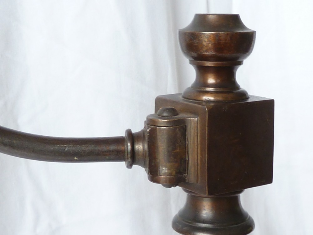 Large Brass Pillar Swan Neck Table Lamp Desk Column View V