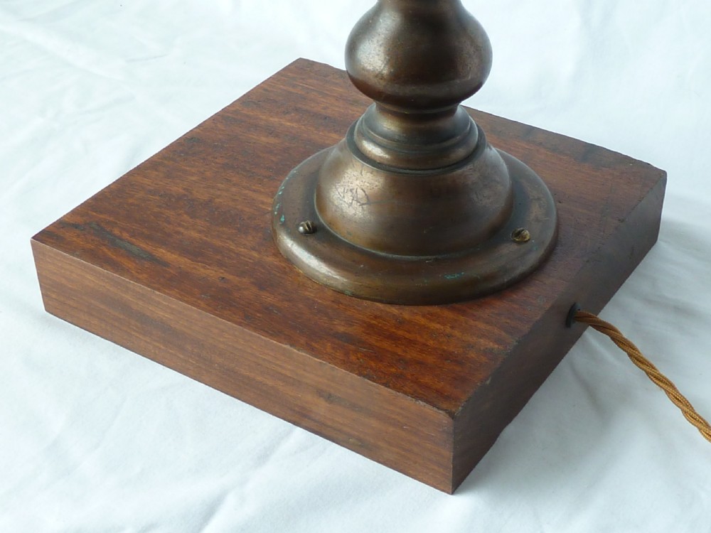 Large Brass Pillar Swan Neck Table Lamp Desk Column View VI