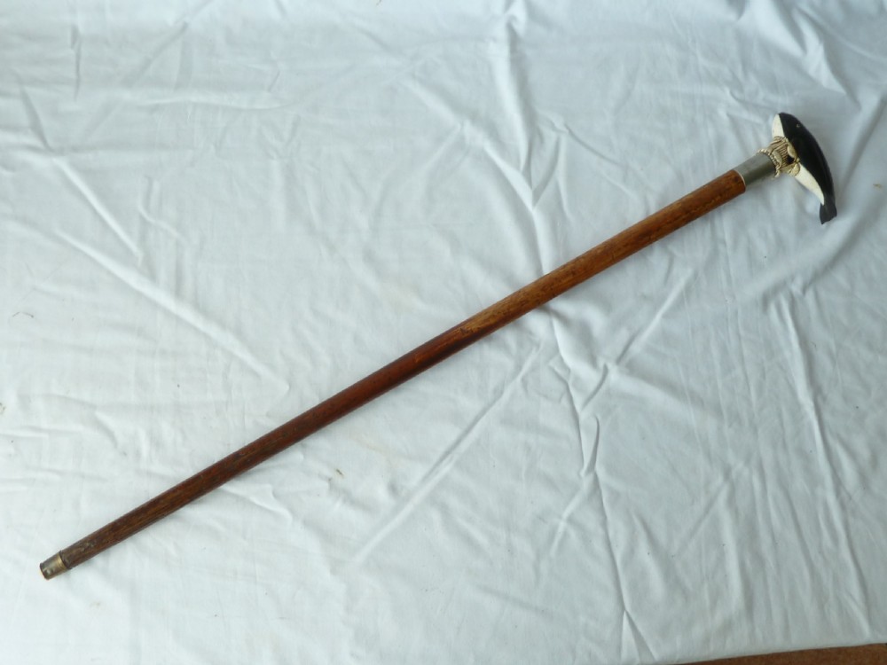 Bone & Horn Handle Walking Stick Carved Novelty Whale View XI