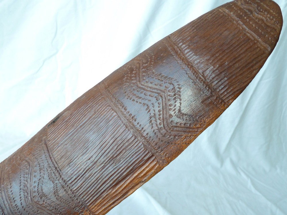 Australian Aboriginal Carved Parrying Shield Club Wunda Fluted Narrow Stick Tribal Art View VII